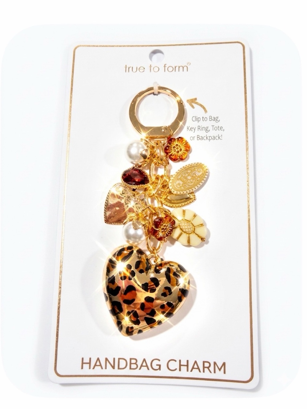 NWT ⚜️🤎⚜️ True to Form Leopard Heart Handbag Charm Keychain
